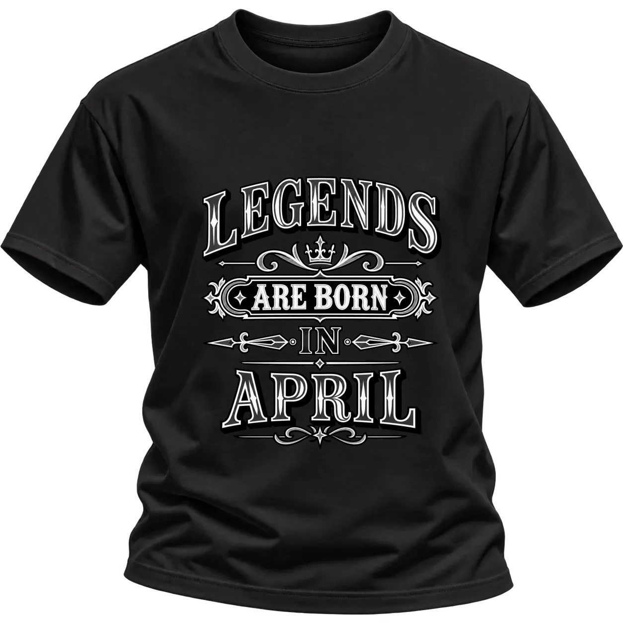 LEGENDS ARE BORN IN APRIL върху Тениска — Черно
