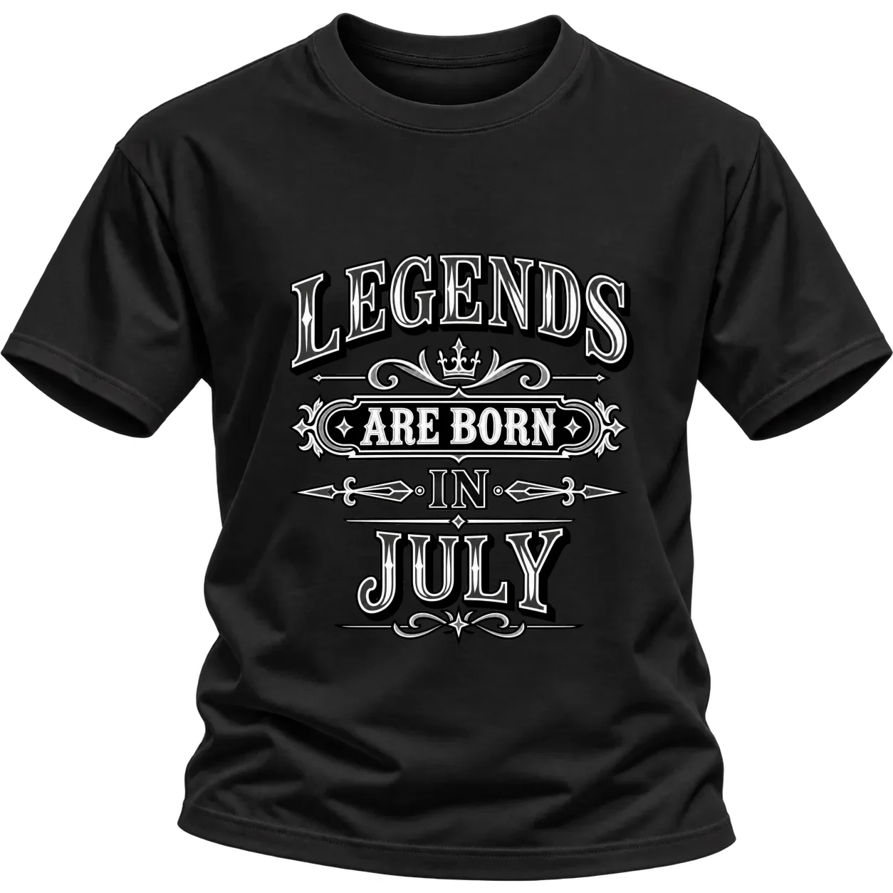 LEGENDS ARE BORN IN JULY върху Тениска — Черно