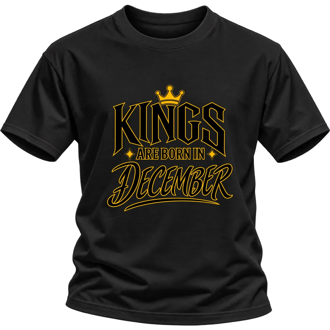 KINGS ARE BORN IN DECEMBER върху Тениска — Черно