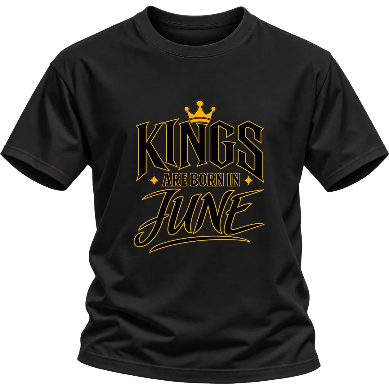 KINGS ARE BORN IN JUNE върху Тениска — Черно